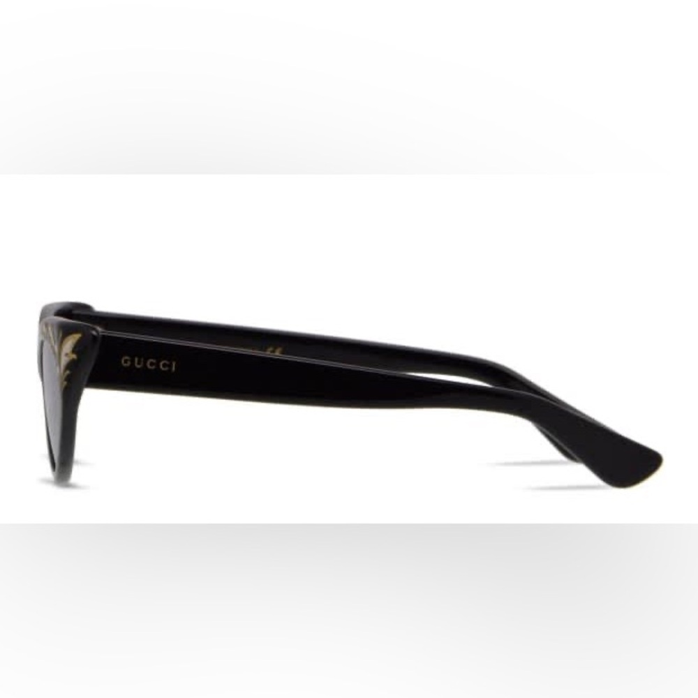 Gucci Black Cat Eye Sunglasses Silver Mirror Lenses GG0089S - Picture 4 of 6